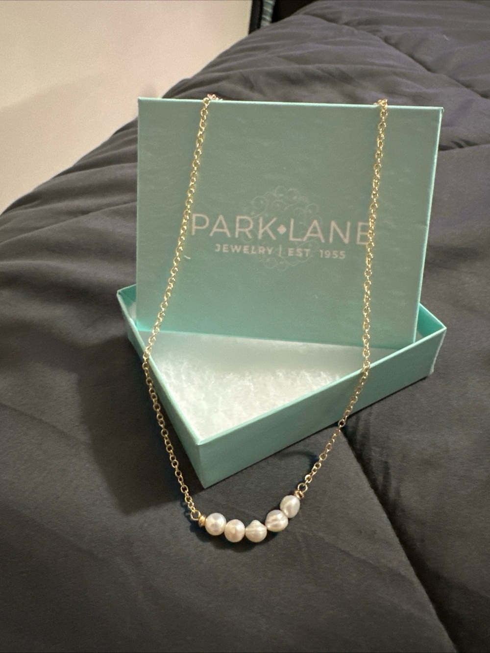 Park Lane Gold Chain Necklace with White Pearls